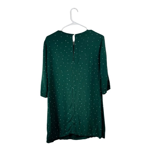 Marine Layer Size Medium Short Dress Forest Green Long Sleeve Polka Dot - Picture 2 of 6